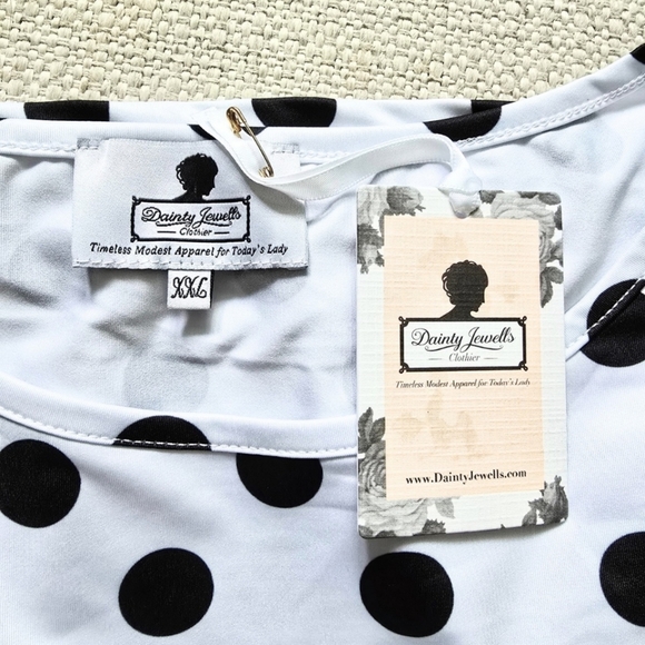 Dainty Jewells Polka Dot Tunic Top Ruffled Sleeves XXL Plus Size NWT - Picture 4 of 4